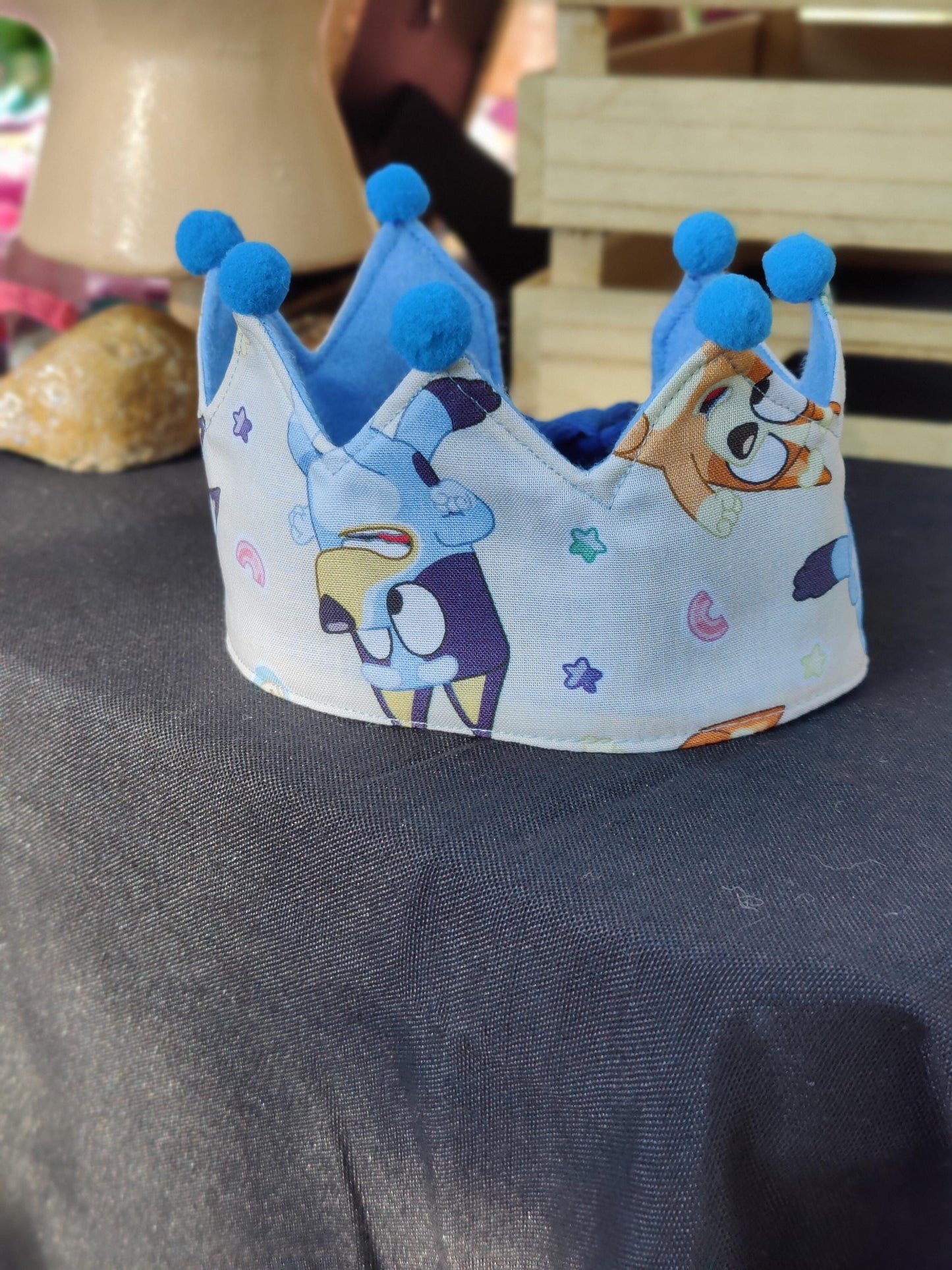Bluey Fabric Crown: Handmade Kids Birthday Party Hat