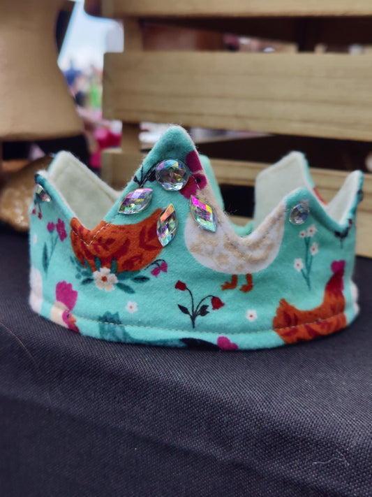 Handmade Chicken Fabric Crown: Farmyard Birthday