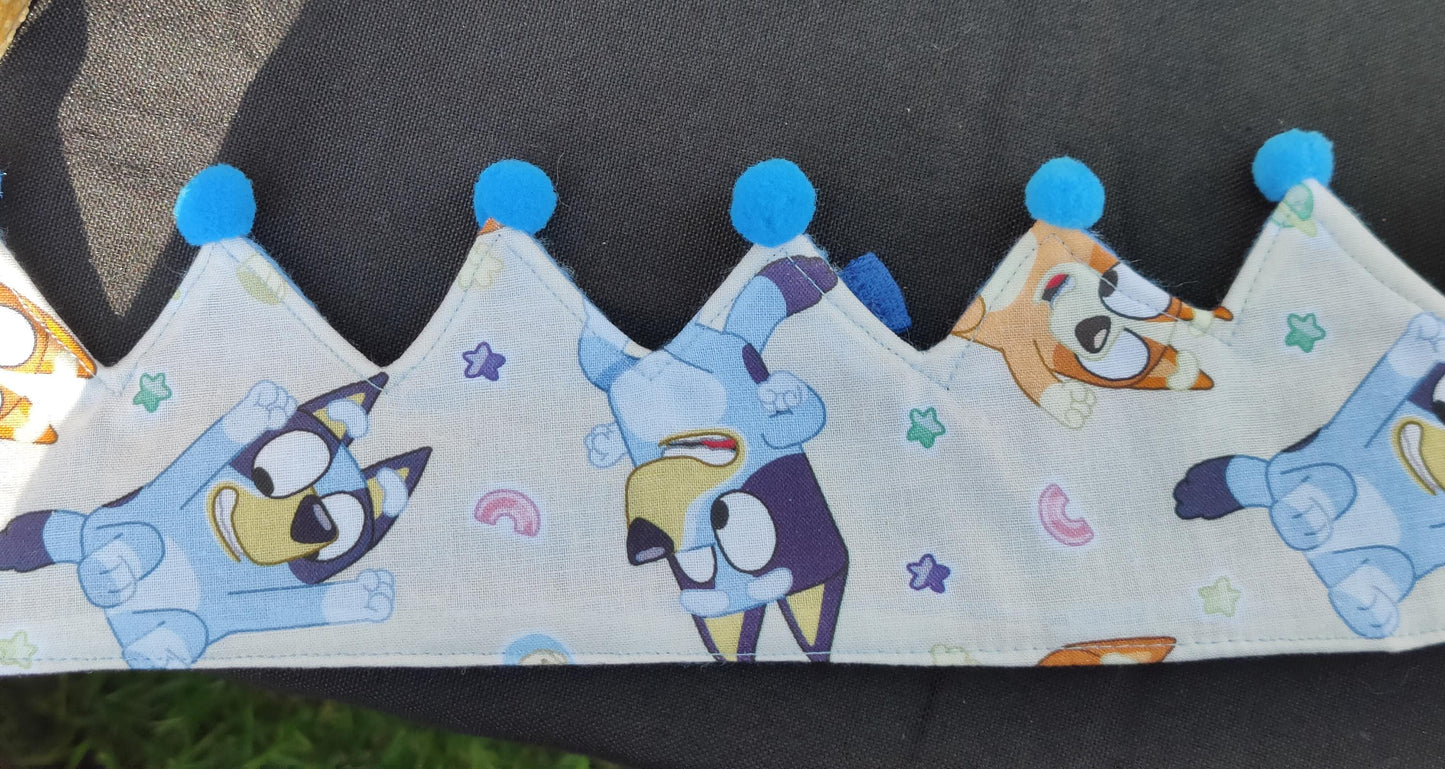 Bluey Fabric Crown: Handmade Kids Birthday Party Hat